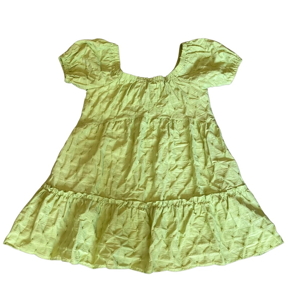 Impressions Neon Lime Green Tiered Ruffled Mini Dress